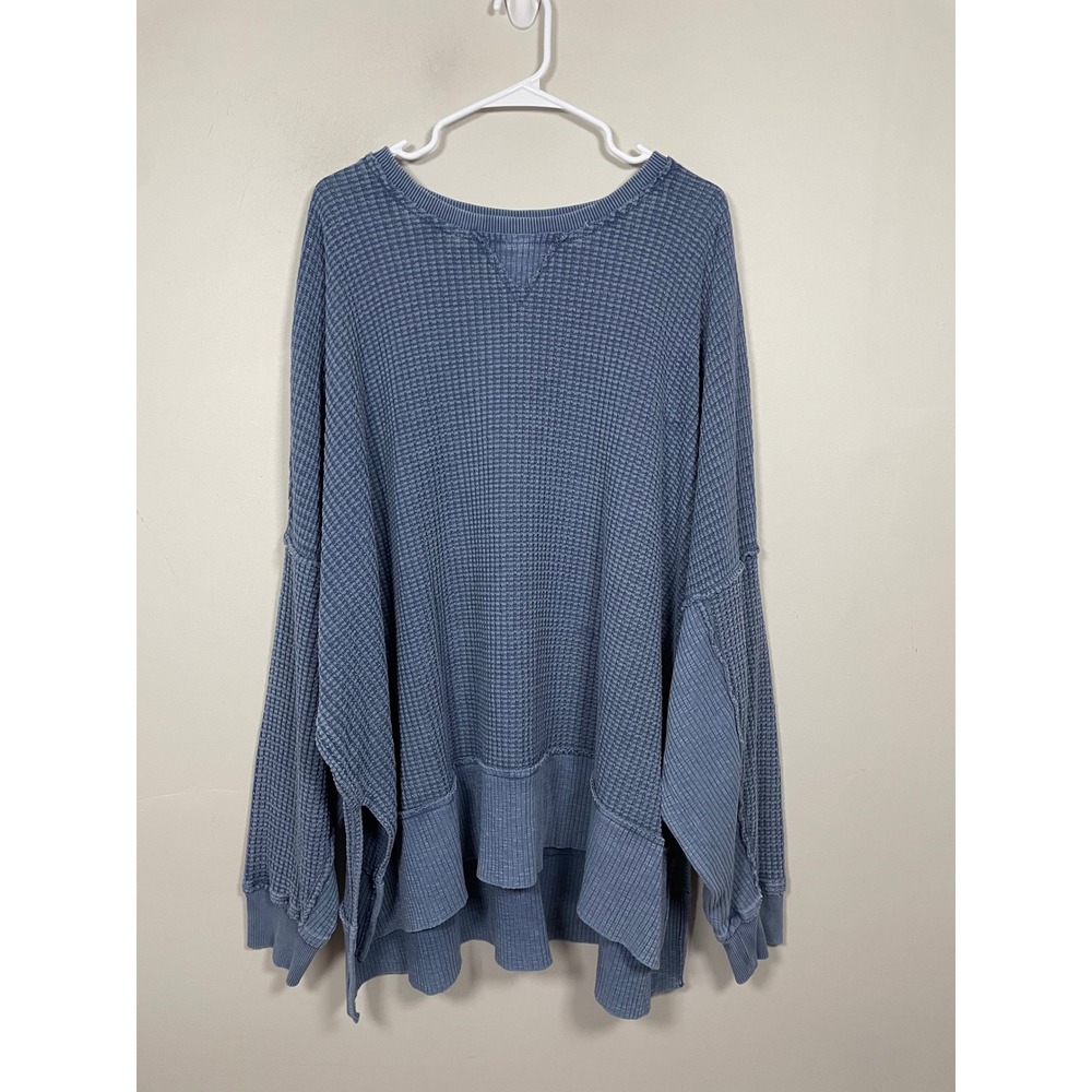American Eagel Big Hug Waffle Crewneck In Blue Size XXL Loungewear Cozy Fall